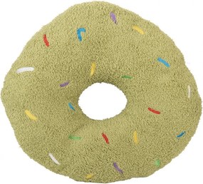 Zelený dekoratívny vankúš v tvare donutu s posypom - Ø 35*6 cm