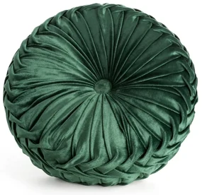 Dekorstudio Okrúhly vankúš VELVET95 v zelenej farbe - priemer 40cm