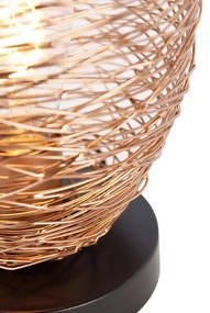 Dizajnová stolná lampa medená s čiernou 30 cm - Sarella