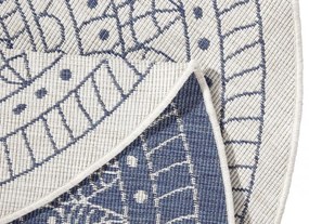 Kusový koberec Twin-Wendeteppiche 103104 creme blau – na von aj na doma, 100x100 (priemer) kruh, modrá, chodba / predsieň, Hanse Home