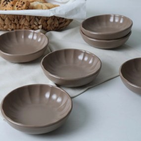 Súprava 6 kameninových misiek Laguna 12 cm, hnedá