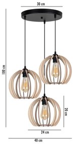 Luster na lanku DORO 3xE27/60W/230V