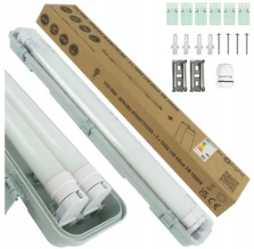 ECOLIGHT Hermetické svietidlo 60cm + 2x LED trubica studená biela - SET