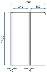 Rea Agat, 2-krídlová skladacia vaňová zástena 80x140 cm, medená matná, REA-W5696