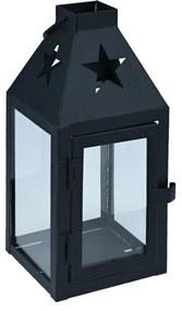 Kovový lampáš Hey star čierna, 8 x 8 x 17 cm