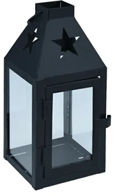 Kovový lampáš Hey star čierna, 8 x 8 x 17 cm