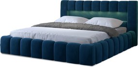 Manželská posteľ 180 cm Luxa (tmavomodrá) (s roštom, úl priest. a Led)