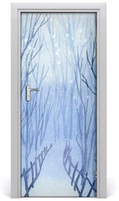 Fototapeta na dvere samolepiace les zima 75x205 cm