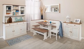 Kombinovaná komoda z masívu Carson - biela/hnedá