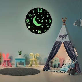 Svietiace nástenné hodiny do detskej izby Priemer: 30 cm