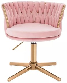 LuxuryForm DESIGN Stolička LYON VELUR na zlatom kríži - ružová