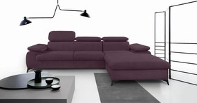 Rohová sedacia súprava Scala, hroznová ružovo-fialová látka, pravý roh