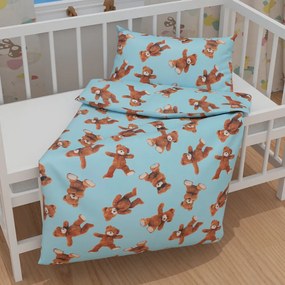 Biante Detské bavlnené posteľné obliečky do postieľky Sandra SA-724 Plyšové medvedíky na modrom Do postieľky 90x140 a 40x60 cm