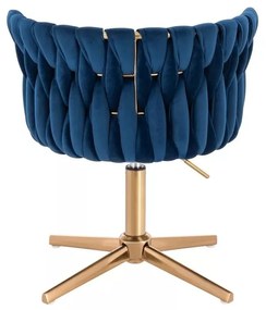 LuxuryForm DESIGN Stolička LYON VELUR na zlatom kríži - modrá