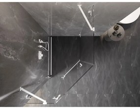 Mexen Lunar, Päťuholníkový sprchový kút Mexen Lunar s výklopným ľavým oknom 90 x 100 cm, 8mm číre sklo, biely profil, 831-090L-100P-01-20-L