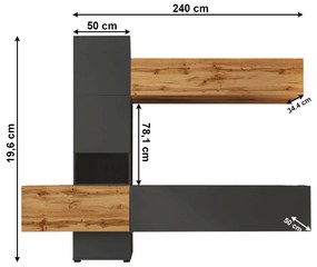 Obývacia stena Bastor (hnedá + dub wotan). Vlastná spoľahlivá doprava až k Vám domov. 1034694