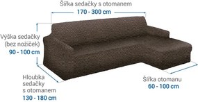 Bielastické poťahy CRISTINA oriešková sedačka s otomanom vpravo (š. 170 - 300 cm)