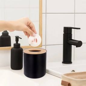 Orion Mini - odpadkový kôš, čierny kozmetický kôš s bambusom, BLACK