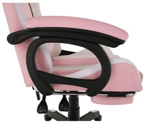 Kondela Kancelárske/herné kreslo s RGB LED podsvietením, ružová/biela, JOVELA