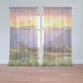 Sablio Záclony Západ slnka nad lesom: 2ks 150x250cm