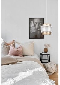 Luster na lanku GABI 1xE27/60W/230V zlatá/biela pr. 20 cm