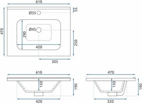 Rea Mario, súprava kúpeľňového nábytku s umývadlom 60cm, šedá matná, REA-M0006