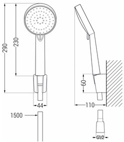 Mexen Pecos vaňová batéria so sprchovým setom R75, chróm - 7273R75-00