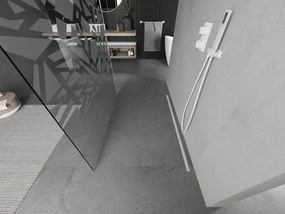Mexen Kioto, priechodná sprchová zástena 130 x 200 cm, 8mm sklo číre/biely vzor, 2x biela stabilizačná rozpera, 800-130-002-20-85