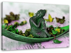 Obraz na plátně Buddha Indie Náboženství Zelená - 90x60 cm