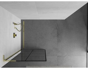 Mexen Kioto L, sprchová zástena Walk-In 70 x 200 cm, 8mm číre sklo čierny vzor, zlatý lesklý profil,800-070-103-50-77