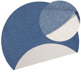 Hanse Home, DOPREDAJ: 200x200 (priemer) kruh cm Kusový koberec Twin-Wendeteppiche 103100 blue cream kruh - na von aj na doma, 200x200 (priemer) kruh, modrá, chodba / predsieň