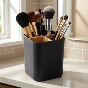 Arte Regal Kozmetický stojan s 3 prepážkami - na make-up, štetce, kefky BERILO, čierny