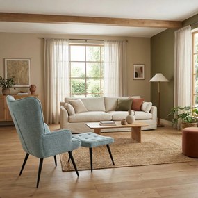 Relaxačné kreslo ušiak s taburetom ROYAL II — kov, látka, modrá