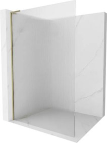 Mexen Kioto L, sprchová zástena Walk-In 80 x 200 cm, 8mm sklo s rebrovým vzorom, zlatý lesklý profil,800-080-103-50-09