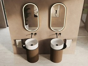 Sapho Sapho, OASIS keramické umývadlo voľne stojace ø 40x89cm, biela/dub Alabama, AS408-H3331