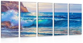 5-dielny obraz morské vlny na pobreží Varianta: 100x50