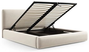 Béžová čalúnená dvojlôžková posteľ s úložným priestorom s roštom 180x200 cm Colonel – Cosmopolitan Design
