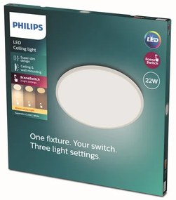 Philips 8719514327061 Stropné svietidlo Philips SUPER SLIM LED 22W, 2000lm, 2700K, IP20, biela