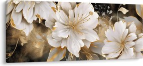 Obraz - Kvety v zlate (120x50 cm)