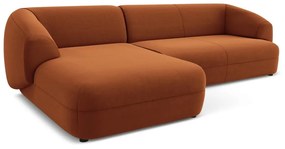 Oranžová zamatová rohová pohovka (ľavý roh) Moana – Makamii