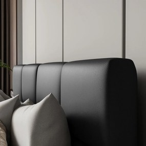 LUISI 140X200 ČALÚNENÁ MANŽELSKÁ POSTEĽ ČIERNA EKO-KOŽA S ÚLOŽNÝM PRIESTOROM