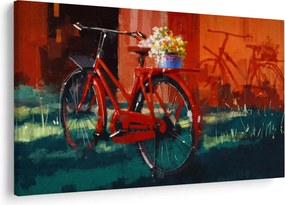 Obraz červeného kolesa, akrylová maľba (90x60 cm)