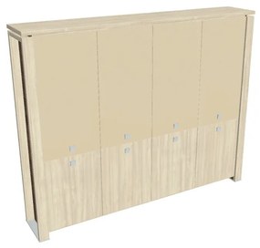 Vysoká skriňa Verno+ 260 x 46 x 210 cm, kombinované dvere, agát / vanilka