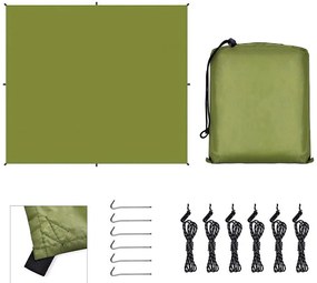 3x3 metrová, vodotesná plachta na kempovanie, s darčekovým prenosným obalom