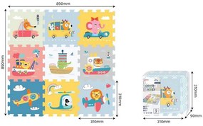 MaDe Puzzle s vozidlami a zvieratkami, 9 dielikov