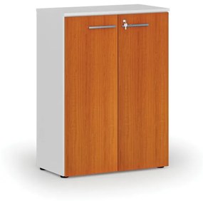 Kancelárska skriňa s dverami PRIMO WHITE, 1087 x 800 x 420 mm, biela/čerešňa