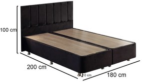 Elegantná manželská posteľ Ela Double s úložným priestorom - čierna 180 x 200 cm
