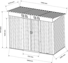 Záhradný domček BestBerg BBSH-406A / 2,25 m² / 121 x 194 x 192 cm / antracitová/biela