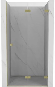 Mexen, Mexen Lunar-F pravé sklápacie sprchové dvere 95 cm, transparentné, brúsené zlaté - 836-095-000-55-00-P