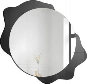 Dekoratívne okrúhle zrkadlo Dark Drop na čiernej škvrne 170x165